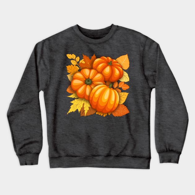 Pumpkins and Autumn Leaves Party Crewneck Sweatshirt by BluedarkArt